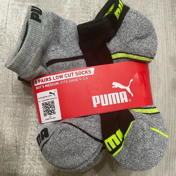 Puma boy’s sports sock low cut 8 pairs cushioned shoe size 9-3.5 socks size7-8.5 - Picture 2 of 2